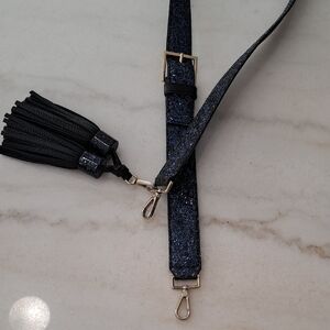 Kate Spade Black and Blue Glitter Strap with Tassels